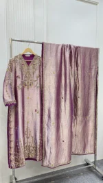 Tissue Silk Suit with Zardozi And Pearl Moti Back - Image 2