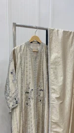 Champagne Gold Tissue Kurta with Zardozi And Pearl Dupatta - Image 3