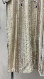 Champagne Gold Tissue Kurta with Zardozi And Pearl Dupatta - Image 4