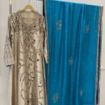 Tissue Silk Suit with Dabka Vine And Contrast Dupatta
