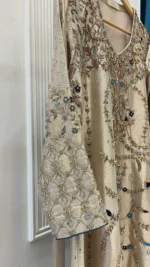 Tissue Silk Suit with Dabka Vine And Contrast Dupatta - Image 4