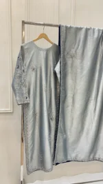 Shimmer Tissue Suit with Resham Vine And Moti Work - Image 4