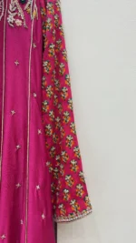 Angrakha Frock with Printed Sleeves And Zardozi Neck - Image 3