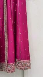 Angrakha Frock with Printed Sleeves And Zardozi Neck - Image 2