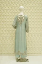 Chiffon Suit with Zardozi And Open Back Cutwork - Image 5