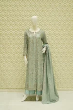 Chiffon Suit with Zardozi And Open Back Cutwork