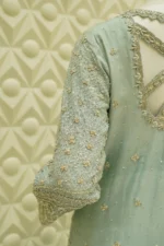 Chiffon Suit with Zardozi And Open Back Cutwork - Image 2
