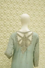 Chiffon Suit with Zardozi And Open Back Cutwork - Image 4