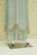 Chiffon Suit with Zardozi And Open Back Cutwork - Image 3