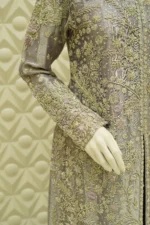 Organza Coat Suit with All-Over Zardozi And Dupatta - Image 2