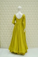 Silk Anarkali with Embroidered Sleeves And Jaali Dupatta - Image 4